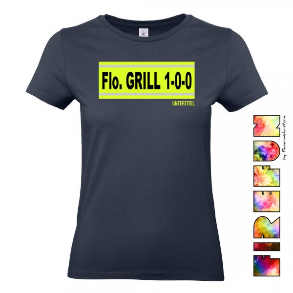 FIREFUN - Damen T-Shirt mit Aufschrift "Flo. GRILL 1-0-0"