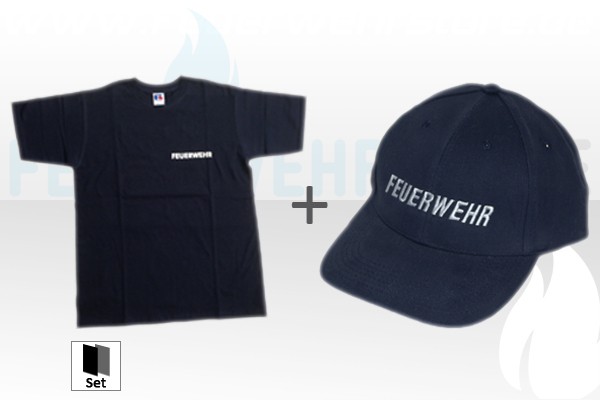 Sommerpaket: Feuerwehr T-Shirt mit 2-Seitig mit Reflexdruck + Feuerwehr Cappy
