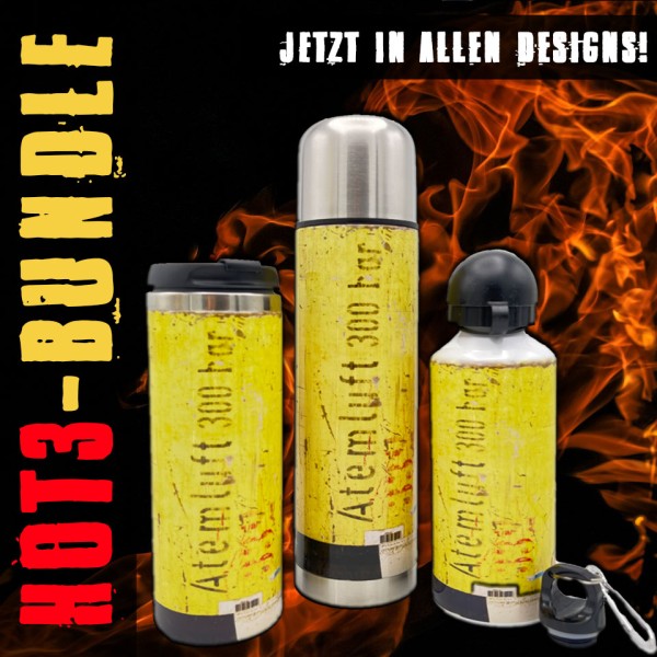 HOT3-BUNDLE Isolierflasche 750 ml + Trinkflasche 600ml + Thermobecher 350ml