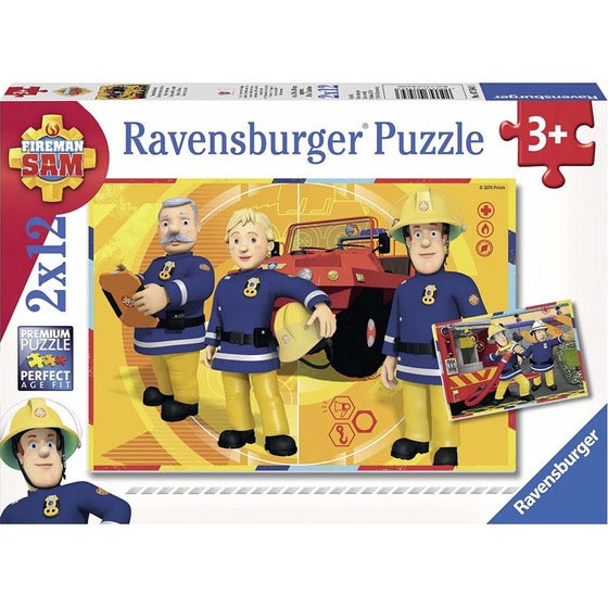Ravensburger Feuerwehrmann Sam Puzzle "Sam im Einsatz" 2x 12 Teile