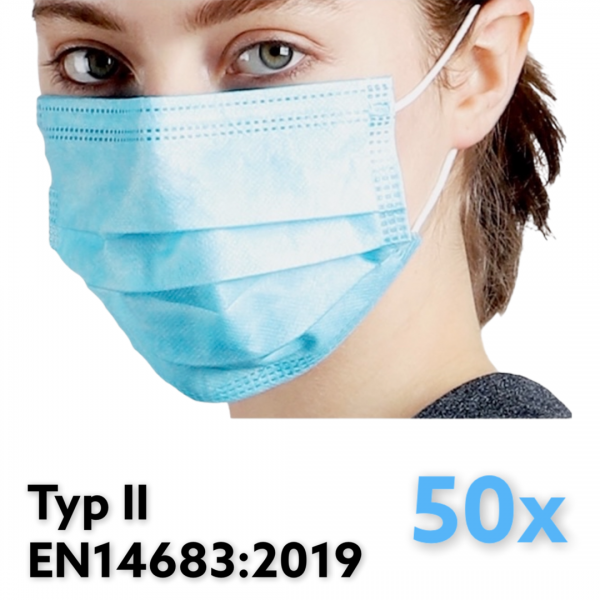 50er Pack Medizinische Einwegmaske Typ II EN14683:2019